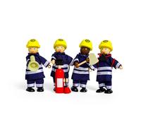 4 figurines de pompier en bois