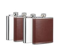 4 flasques de 200 ml, 2 flacons de poche en cuir synthétique, 2 petits flasques en inox, argent