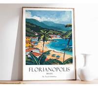 4 Florianopolis Print Florianopolis Travel Poster Brazil Travel Print Tropical Decor Botanical P Poster A5 - Décoration murale inspirante et motivante pour la vie quotidienne Citation encourageante d
