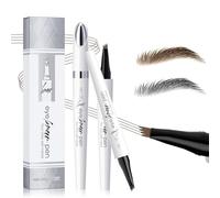 4-Fourches Crayon Sourcil Microblading Waterproof, 3d Crayon Sourcils Tatouage, Crayon à Sourcils Magique Fin Et Naturel Longue DuréE,Waterproof Eyebrow Pencil. (Marron foncé+gris)