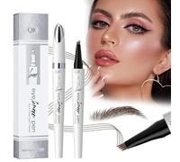 4-Fourches Crayon Sourcil Microblading Waterproof, 3d Crayon Sourcils Tatouage, Crayon à Sourcils Magique Fin Et Naturel Longue DuréE,Waterproof Eyebrow Pencil. (Marron clair)