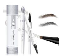 4-Fourches Crayon Sourcil Microblading Waterproof, 3d Crayon Sourcils Tatouage, Crayon à Sourcils Magique Fin Et Naturel Longue DuréE,Waterproof Eyebrow Pencil. (Marron clair+gris)