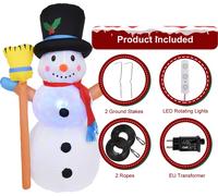 4 FT Bateaux pneumatiques de Noël, bonhomme de neige gonflable, étanche, avec lumières LED rotatives, pour fête,jardin, pelouse, piquets et cordes inclus