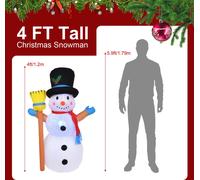 4 FT Christmas Inflatables Outdoor Decorations Waterproof Lighted Inflatable Snowman Christmas Blow Up Yard Decorations with LED Rotating Lights /