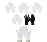 4 gants blancs + 1 gant noir pour l'eczéma, peau sensible sèche irritée, protection de la lotion pour les mains pendant la nuit, travail quotidien, 100% coton, taille 22,9 cm (5 paires)