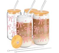 4 Gobelet Bow 500 ml avec Couvercle & Paille Vendos85