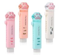 4 Gommes Gomme Kawaii Gomme De Patte De Chat Rétractable Fournitures Scolaires Kawaii - Idéal Comme Cadeau pour Enfants, pour l'école, le bureau et la Maison