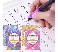4 Grand Cahier Calligraphie Enfant Magique Francais Réutilisables Groove Calligraphy Apprendre Ecrire(26 * 18 Cm) Avec 2 Stylo Magique +10 Recharges + 2 Correcteur De Prise