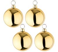 4 Grandes Boules de Sapin de Noël dorées Brillantes de 25 cm de diamètre. De Haute qualité pour l'intérieur et résistante aux intempéries pour l'extérieur, avec Un Anneau métallique