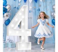 4 grands numéros de chapiteau lumineux de 1,2 m, panneau mosaïque géant LED blanc froid, panneau en mousse épaisse prédécoupé, kit de bricolage pour anniversaire, remise de diplôme, mariage, baby