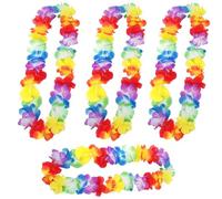 4 Hawaiian Fleurs Guirlande Colliers Hawaien Fleurs Hawaien Lei Luau Fleurs Coloré Colliers，Multicolore Tropical Décoration Plage Mariage Anniversaire Pique-Nique Fête à la Plage Anniversaire
