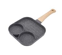 4 Hole Frying Pan Non Stick, Omelet Pan for Pancakes Burgers, Heat Flat Frying Pot with Stainless Steel Scalding , Maifan Stone Coating for Cooking, Accessory (for Gas and Induction Cooker Standard)