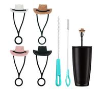 4 housses de paille pour chapeau, 2 brosses à paille, housse supérieure en paille pour tasse d'eau, housse de paille décorative pour chapeau, housse de protection pour chapeau de paille