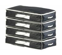 4 housses de rangement 86 L pour dessous de lit avec fenêtre transparente - Noir Infactory