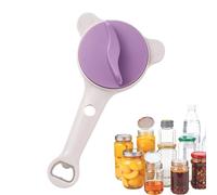 4-in-1 Adjustable Stainless Steel Jar Opener, Effortless Lid Remover for Seniors & Weak Hands, Multi-Functional Kitchen Helper for Jars & Bottles (Purple)