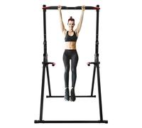 4 in 1 Chaise Romaine Power Tower 200KG Dip Station, Hauteur Réglable 175-230cm, Barre de Tractions Pliable Musculation Pour l'entraînement à la Maison, Structure triangulaire, Se Plie Facilement
