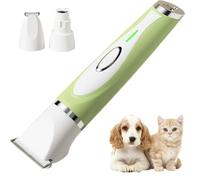 4-in-1 Dog Grooming Kit with Nail Grinder, dog trimmer for grooming, Rechargeable Low Noise USB Clear Power Display Pet Hair Trimmer, for Paws, Ears, Face and Matted Fur (Green 3-in-1)