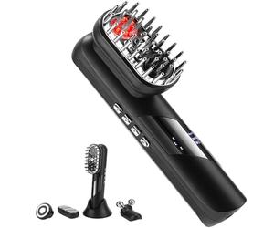 4-in-1 Electric Scalp Massage Comb, Electric Scalp Massager, Hair Oil Applicator, Portable Cordless Scalp Brush for Men & Women, Red Light Hair Brush for Hair Care With 4 Magnetic Massage Heads