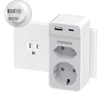 4 in 1 French to USA Canada Plug Adapter,Travel Adapter with USB and 1 Type C (5V,2.4A)