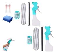 4 in 1 Glass Cleaner Scraper, 4 in 1 Glass Cleaner, Magnetic Double-Sided Window Cleaning Tool with Wiper Detachable Spray Bottle, For Indoor/Outdoor Glass, Car (2set)