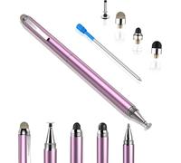 [4 in 1] High sensitivity and precision touch screen stylus pen, black rubber disc tip and universal mesh fiber tip for all touch screen devices