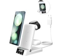 4 In 1 Induction Charger For Samsung, Fast Wireless Charger For S24 Ultra/S24+/S24/S23 Ultra/S22/S21, Z Filp 4/5/6, Induction Charger For Galaxy Watch 6/5/Pro/4, For Galaxy Buds 2/Pro (White)