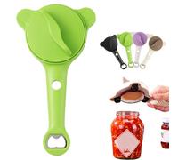 4-In-1 Jar Opener for Weak Hands, Adjustable Ergonomic Jar Openers for Seniors, Fit 1-3.5" Bottle Opener Gripper for Arthritic Hands for Jars Cans Wine Bottles, Home Kitchen Helper (Green)