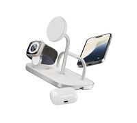 ZENS 4-in-1 Magnetic + Watch Wireless Charger - Support de chargement sans fil + adaptateur secteur - 65 Watt - Fast Charge - blanc/argent Blanc/argent