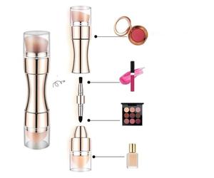 4 In 1 Makeup Brush Set - Multifunctional Eyeshadow, Foundation | Blush And Lip Brush With Soft Synthetic Fiber Bristles | Portable All In Makeup Applicator For Face And Eye Cosmetics