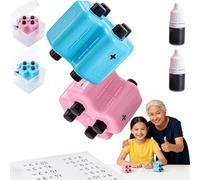 4-in-1 Math Practice Roller Stamp Set, Reusable Math Teacher Maths Roller Stamp, Magic Stamps Maths Rollers for Addition Subtraction Multiplication Division Within 100 (Pink + Blue)