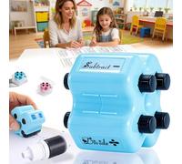 4 in 1 Math Roller Stamp Set - Addition Subtraction Multiplication Division Practice Tool, Reusable Math Stamp Roller for Kids; Refillable Roller Digital Teaching for Classroom & Home Use (Blue)