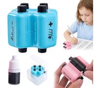 4 in 1 Math Roller Stamp Set, Tampon à rouleau mathématique pour Addition, soustraction, multiplication, tampons numériques réutilisables avec encre, Outil mathématique pour enfants (Bleu)