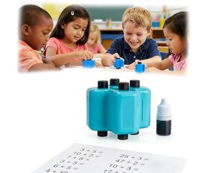 4 in 1 Math Roller Stamp Set with Refillable Ink, Magic Stamp Maths, Multiplication & Fill-in-The-Blank Practice Tool, Reusable Math Roller Stamps for Classroom Home (Blue)