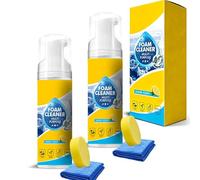 4-in-1 Multi-Enzyme Foam Cleaner, 5oz Deep Cleaning Spray with Lemon Scent, No Rinse Foam Cleaner for Car Leather Seat, Kitchen Grease, Bathroom and Sofa Fabric (2 PCS)