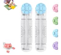 4-in-1 Multi-Function Paper Trimmer, Bidirectional Papers Cutter 4 in 1 Multi-Function with Straight, Wave, Creasing Blades, for Craft Paper, Photo, Label, for Daily & Office Use (Blue,2Pcs)