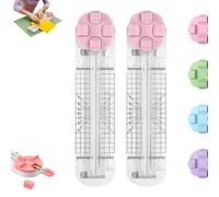 4-in-1 Multi-Function Paper Trimmer, Bidirectional Papers Cutter 4 in 1 Multi-Function with Straight, Wave, Creasing Blades, for Craft Paper, Photo, Label, for Daily & Office Use (Pink,2Pcs)