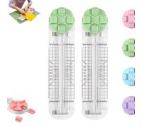 4-in-1 Multi-Function Paper Trimmer, Bidirectional Papers Cutter 4 in 1 Multi-Function with Straight, Wave, Creasing Blades, for Craft Paper, Photo, Label, for Daily & Office Use (Green,2Pcs)