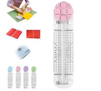 4-in-1 Multi-Function Paper Trimmer, Bidirectional Papers Cutter, Equipped with Straight, Wavy, Perforation and Crease Blade, for Cutting A4/Photo/Card, Postcards (Pink)