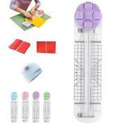 4-in-1 Multi-Function Paper Trimmer, Bidirectional Papers Cutter, Equipped with Straight, Wavy, Perforation and Crease Blade, for Cutting A4/Photo/Card, Postcards (Purple)