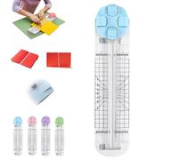 4-in-1 Multi-Function Paper Trimmer, Bidirectional Papers Cutter, Equipped with Straight, Wavy, Perforation and Crease Blade, for Cutting A4/Photo/Card, Postcards (Blue)