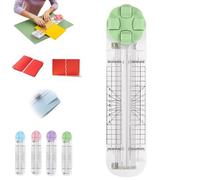 4-in-1 Multi-Function Paper Trimmer, Bidirectional Papers Cutter, Equipped with Straight, Wavy, Perforation and Crease Blade, for Cutting A4/Photo/Card, Postcards (Green)