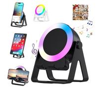 4 in 1 Multi-Functional Cell Phone Stand Bluetooth Speaker, Warmdaily 4 in 1 Wireless Induction Bluetooth Speaker, Adjustable 360° Rotation Holder with LED Mood Lighting for Office & Home (Black)