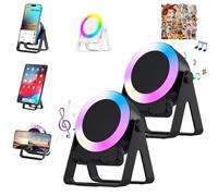 4 in 1 Multi-Functional Cell Phone Stand Bluetooth Speaker, Warmdaily 4 in 1 Wireless Induction Bluetooth Speaker, Adjustable 360° Rotation Holder with LED Mood Lighting for Office & Home (Black*2)
