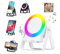 4 in 1 Multi-Functional Cell Phone Stand Bluetooth Speaker, Warmdaily 4 in 1 Wireless Induction Bluetooth Speaker, Adjustable 360° Rotation Holder with LED Mood Lighting for Office & Home (White)
