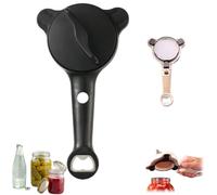 4 in 1 Multi-Purpose Jar Opener,Adjustable Three Claw Bottle Opener with Non Slip Teeth,Multi Size Jars Bottles Lid Tool for Home Kitchen Helper (Black)