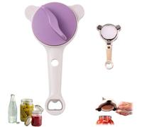 4 in 1 Multi-Purpose Jar Opener,Adjustable Three Claw Bottle Opener with Non Slip Teeth,Multi Size Jars Bottles Lid Tool for Home Kitchen Helper (Purple)