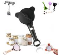 4-in-1 Multi-Purpose Jar Opener，Multi-Functional Adjustable Stainless Steel Jar Opener with Handle for Weak Hands and 1''-3.5'' Jars Cans Wine Bottles,Home Kitchen Helper (black)