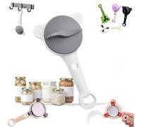 4-in-1 Multi-Purpose Jar Opener，Multi-Functional Adjustable Stainless Steel Jar Opener with Handle for Weak Hands and 1''-3.5'' Jars Cans Wine Bottles,Home Kitchen Helper (gray)