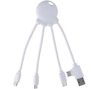 4 In 1 Multi Usb Cable In Shape ¿ Universal Charger In Recycled Plastic From The Oceans ¿ Usb, Usb-C, Lightning, Micro Usb ¿ Compatible With All Smartphones ¿ Obp White