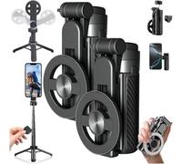 4-in-1 Multifunctional 360° Rotation Magnetic Selfie Stick, 2025 New Extendable Aluminum Alloy Tripod & Phone Holder with Wireless Bluetooth Remote for Travel and Vlogging (2pcs)